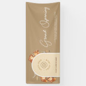 Retro Arch Flower Business Logo Grand Opening Spandoek (Verticaal)