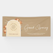 Retro Arch Flower Business Logo Grand Opening Spandoek (Horizontaal)