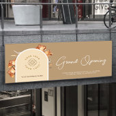 Retro Arch Flower Business Logo Grand Opening Spandoek