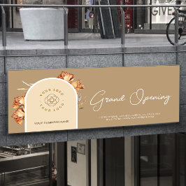 Retro Arch Flower Business Logo Grand Opening Spandoek