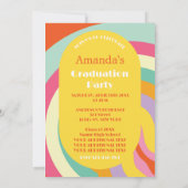 Retro Arch Foto 70s Roze Afstuderen Kaart (Achterkant)