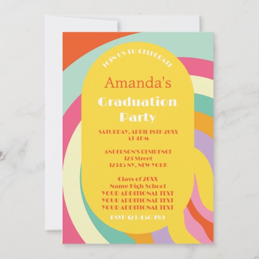 Retro Arch Foto 70s Roze Afstuderen Kaart (Achterkant)