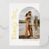 Retro Arch Foto FOLIE Weddenschap Hartelijk dank Folie Uitnodiging (Voorkant)