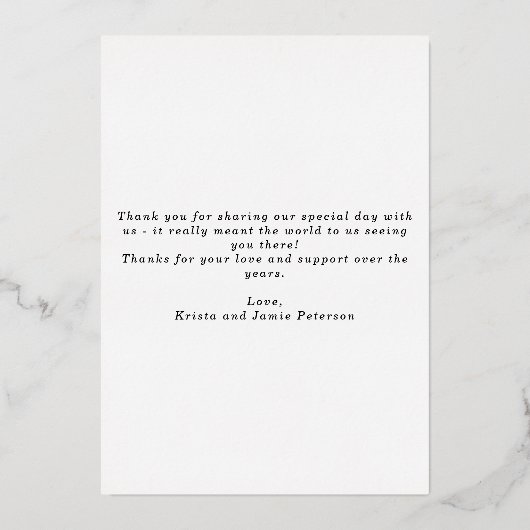 Retro Arch Foto FOLIE Weddenschap Hartelijk dank Folie Uitnodiging (Achterkant)