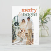 Retro Arch-foto Kerstkaart Merry & Bright (Staand voorkant)
