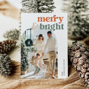 Retro Arch-foto Kerstkaart Merry & Bright
