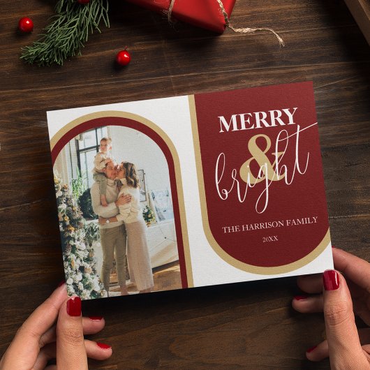 Retro Arch Foto Kerstmis Feestdagenkaart