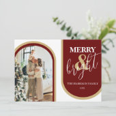 Retro Arch Foto Kerstmis Feestdagenkaart (Staand voorkant)