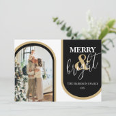 Retro Arch Foto Kerstvakantiekaart Feestdagenkaart (Staand voorkant)