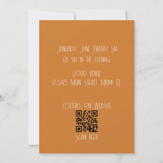 Retro Arch Initiaal Wedding Terracotta Kaart (Achterkant)