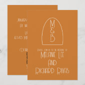 Retro Arch Initiaal Wedding Terracotta Kaart (Voorkant / Achterkant)