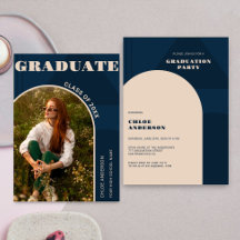 Retro Arch Navy Blue Foto Afstuderen