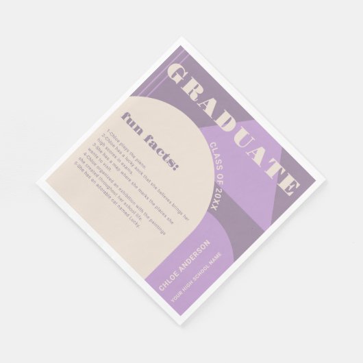 Retro Arch Paarse Leuke Feiten Afstuderen Servet (Hoek)