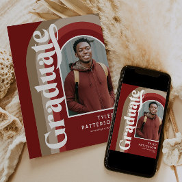 Retro Arch Rode Foto 2025 Afstuderen Aankondiging