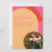 Retro Arch Roze & Sinaasappel 2 Foto Afstudeerder  Kaart (Achterkant)