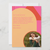 Retro Arch Roze & Sinaasappel 2 Foto Afstuderen Bedankkaart (Achterkant)