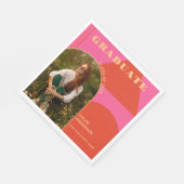 Retro Arch Roze & Sinaasappel Foto Afstuderen Servet (Hoek)