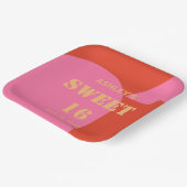 Retro Arch Roze & Sinaasappel Sweet 16 Verjaardag Papieren Bordje (Gebogen)