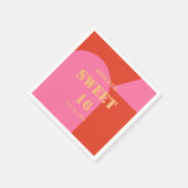 Retro Arch Roze & Sinaasappel Sweet 16 Verjaardag Servet (Hoek)