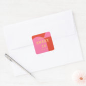 Retro Arch Roze & Sinaasappel Sweet 16 Verjaardag Vierkante Sticker (Envelop)