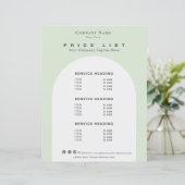 Retro Arch Sage Green Beauty Service Price List (Staand voorkant)