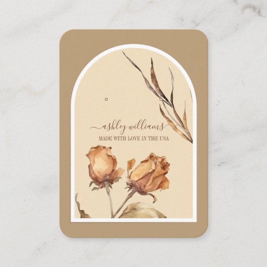 Retro Arch Script Roos Oorbel Display Visitekaartje (Voorkant)