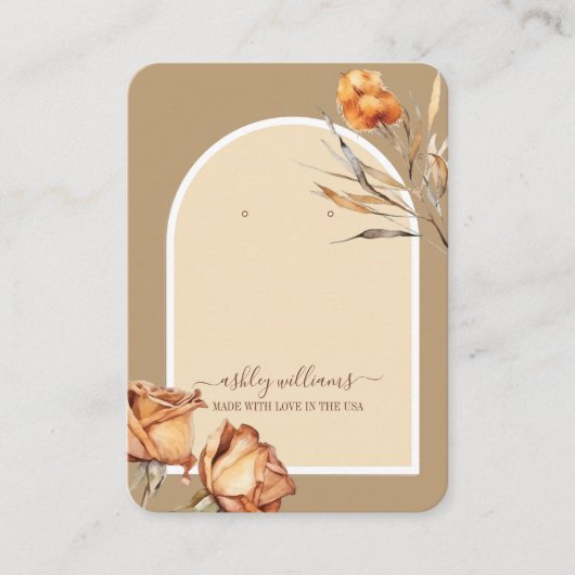 Retro Arch Script Roos Oorbel Display Visitekaartje (Voorkant)