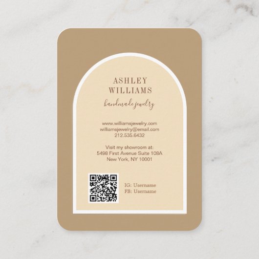 Retro Arch Script Roos Oorbel Display Visitekaartje (Achterkant)