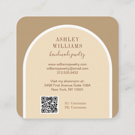 Retro Arch Script Roos Sieraden Display Vierkante Visitekaartje (Achterkant)