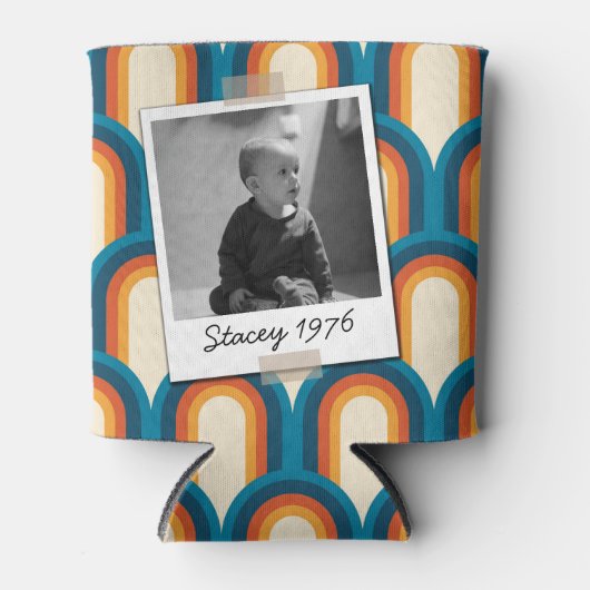 Retro Arch Seventies 70's 50th Birthday Photo Blikjeskoeler (Voorkant)