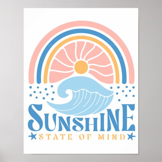 Retro Arch Sun Poster - "Sunshine State of Mind" (Voorkant)