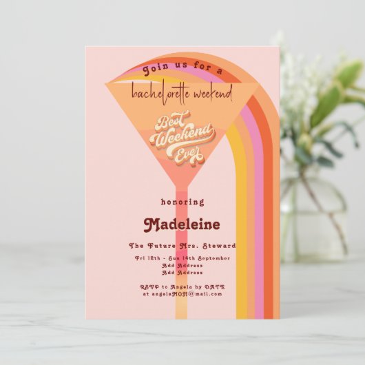Retro Arch  Sunset Bachelorette Welkom Kaart (Staand voorkant)