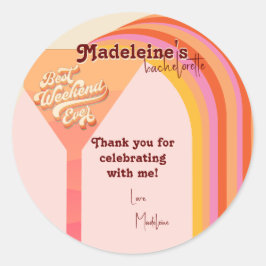 Retro Arch Zonsondergang Abstract Bachelorette Ronde Sticker