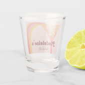 Retro Arch Zonsondergang Abstract Bachelorette Shot Glas (Achterkant)