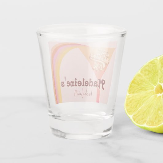 Retro Arch Zonsondergang Abstract Bachelorette Shot Glas (Achterkant)