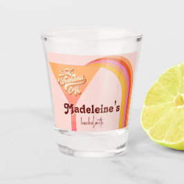 Retro Arch Zonsondergang Abstract Bachelorette Shot Glas