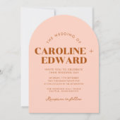 Retro Arched Gestreepte Huwelijksuitnodiging Kaart (Voorkant)