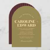 Retro Arched Gestreepte Huwelijksuitnodiging Kaart (Voorkant / Achterkant)