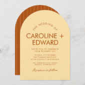 Retro Arched Gestreepte Huwelijksuitnodiging Kaart (Voorkant / Achterkant)