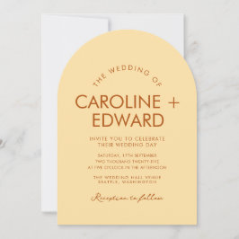 Retro Arched Gestreepte Huwelijksuitnodiging Kaart