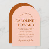 Retro Arched Gestreepte Huwelijksuitnodiging Kaart (Voorkant / Achterkant)