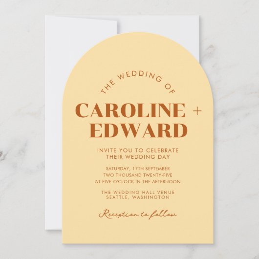 Retro Arched Gestreepte Huwelijksuitnodiging Kaart (Voorkant)