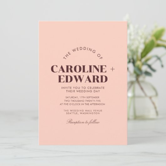 Retro Arched Gestreepte Huwelijksuitnodiging Kaart (Staand voorkant)