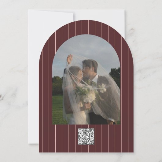 Retro Arched Gestreepte Huwelijksuitnodiging Kaart (Achterkant)