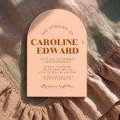 Retro Arched Gestreepte Huwelijksuitnodiging Kaart