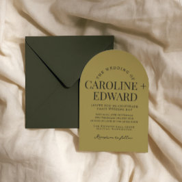 Retro Arched Gestreepte Huwelijksuitnodiging Kaart