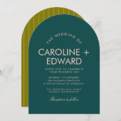 Retro Arched Gestreepte Huwelijksuitnodiging Kaart (Voorkant / Achterkant)