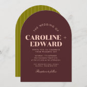 Retro Arched Gestreepte Huwelijksuitnodiging Kaart (Voorkant / Achterkant)