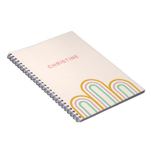 Retro Arched Stripes Pastel Roze Minimaal Notitieboek
