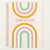 Retro Arched Stripes Pastel Roze Minimaal Planner (Voorkant)